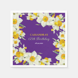 Guardanapo De Papel Quic Amarelo Branco Daffodil Floral Roxo Aniversár