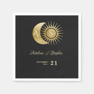 Guardanapo De Papel Quic Celestial Negro Sol Dourado Monograma