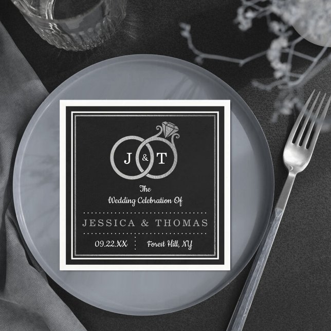 Guardanapo De Papel Quic Faux Silver Foil Monogramas Casamentos (Criador carregado)