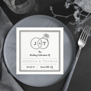 Guardanapo De Papel Quic Faux Silver Foil Monogramas Casamentos