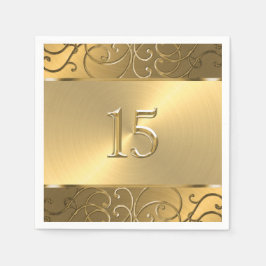 Guardanapo De Papel Quinceanera All Dourado Filigree Swirl Border