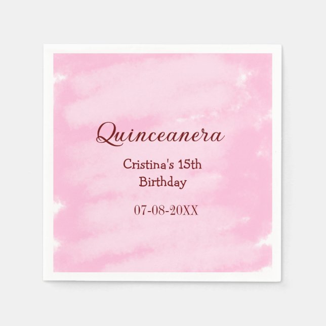 Guardanapo De Papel Quinceanera anos 15 de aniversário adicione nome t (Frente)