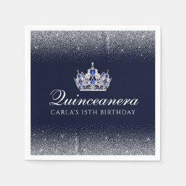 Guardanapo De Papel Quinceanera Azul e Glitter