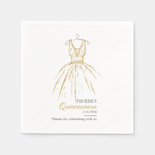 Guardanapo De Papel Quinceanera Elegante Dourado Escuro 15 Aniversári
