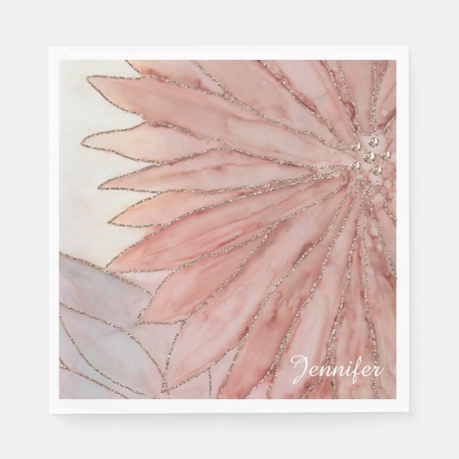 Guardanapo De Papel Quinceanera Elegante Festa de aniversário rosa (Frente)