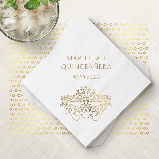 Guardanapo De Papel Quinceanera Elegante Mascarada Azul (Criador carregado)