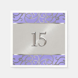 Guardanapo De Papel Quinceanera Lavanda Roxo Redemoinho de Filigrana