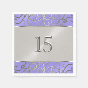 Guardanapo De Papel Quinceanera Lavanda Roxo Redemoinho de Filigrana