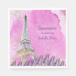 Guardanapo De Papel Quinceanera Paris Eiffel Torre Cor de Água Rosa