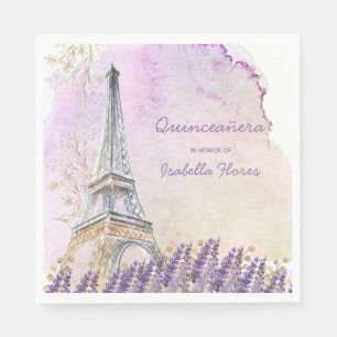 Guardanapo De Papel Quinceanera Paris Eiffel Tower Lavanda Francesa