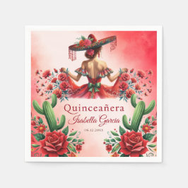Guardanapo De Papel Quinceañera Red Watercolor Garota Mexicana