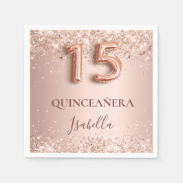 Guardanapo De Papel Quinceanera rosa gold pink name elegante