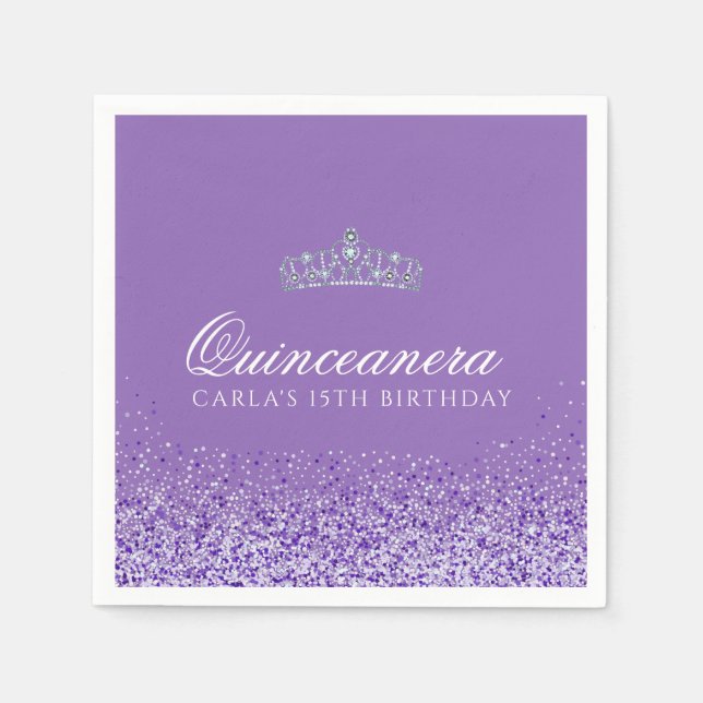 Guardanapo De Papel Quinceanera Roxo-Claro e Lítima (Frente)