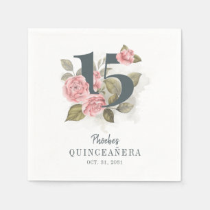 Guardanapo De Papel Quinceanera Rustic Floral 15 Birthday Paper