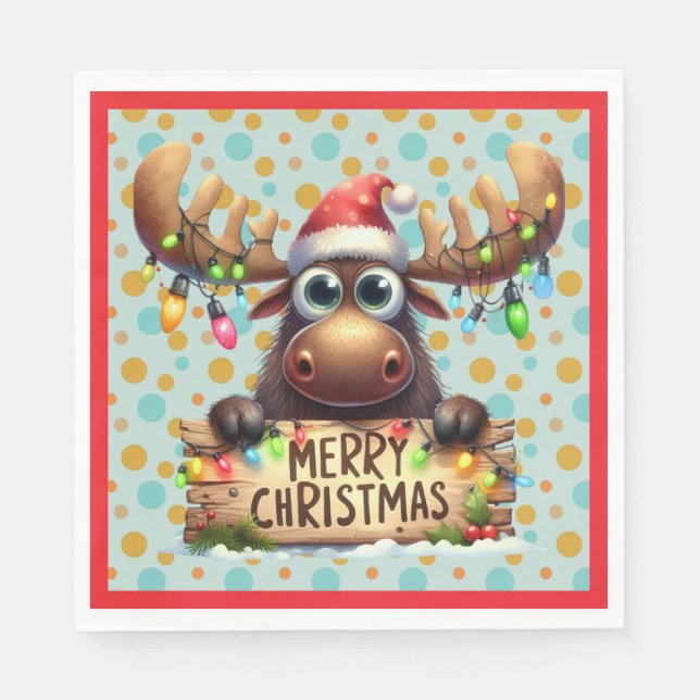 Guardanapo De Papel Quirky Christmas Moose (Frente)