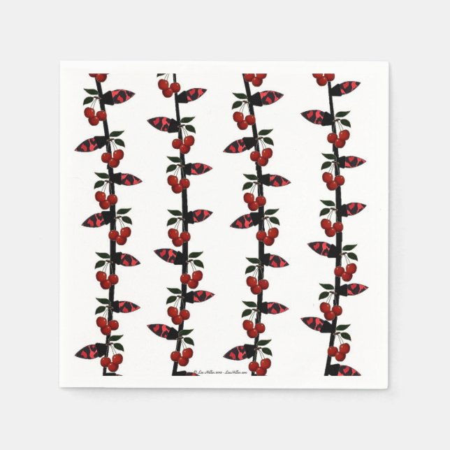 Guardanapo De Papel RAB Rockabilly Cherry Christmas Lights Napkin (Frente)