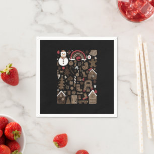 Guardanapo De Papel Rabiscos de Natal Árvores de Natal Vintage Retrô F