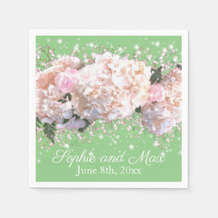 Guardanapo De Papel Raça branca romântica hydrangeas rosa