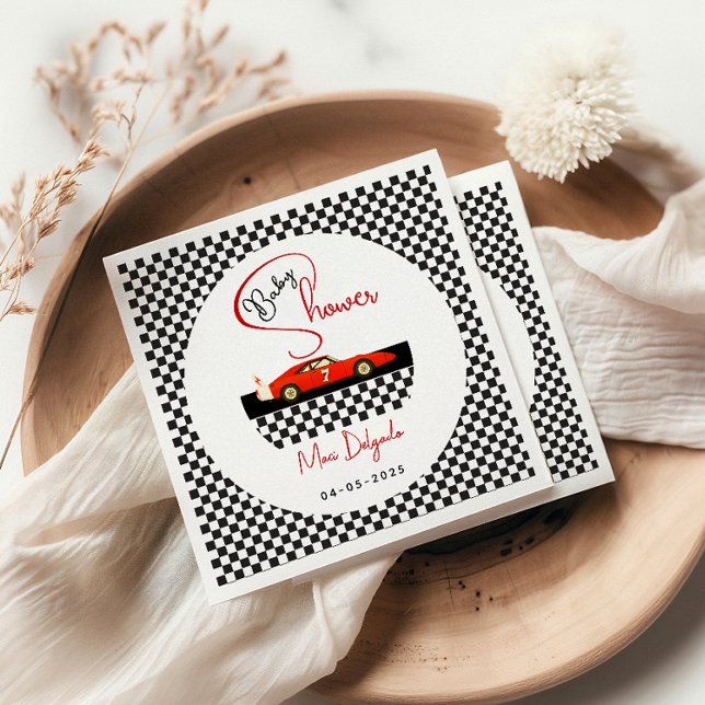 Guardanapo De Papel Race Car Boy Baby Shower | Little Racer Party (Criador carregado)