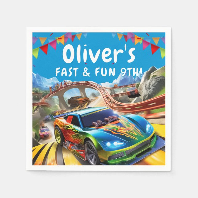 Guardanapo De Papel Race Cars Aniversário (Frente)