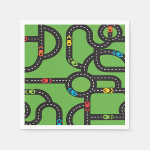 Guardanapo De Papel Race Track Boys 4th Birthday Green