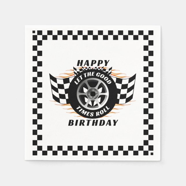 Guardanapo De Papel Racecar Sports Car Checkered Supply Party (Frente)