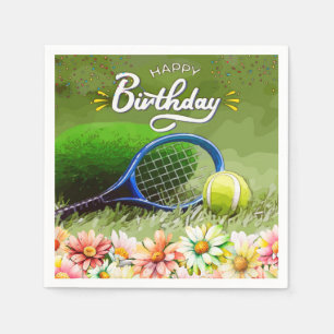 Guardanapo De Papel Racket de tênis com bola Feliz Aniversário