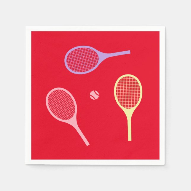 Guardanapo De Papel Rackets de Tênis de Pastel com esfera de Tênis em  (Frente)