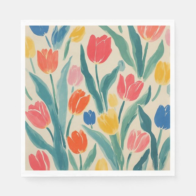 Guardanapo De Papel Radiância da Primavera das Tulipas (Frente)