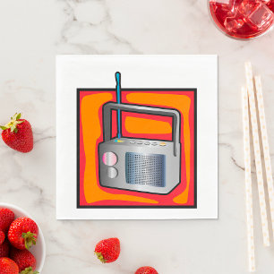 Guardanapo De Papel Rádio Retro Arte Pop dos Anos 80 Vibrante Vintage