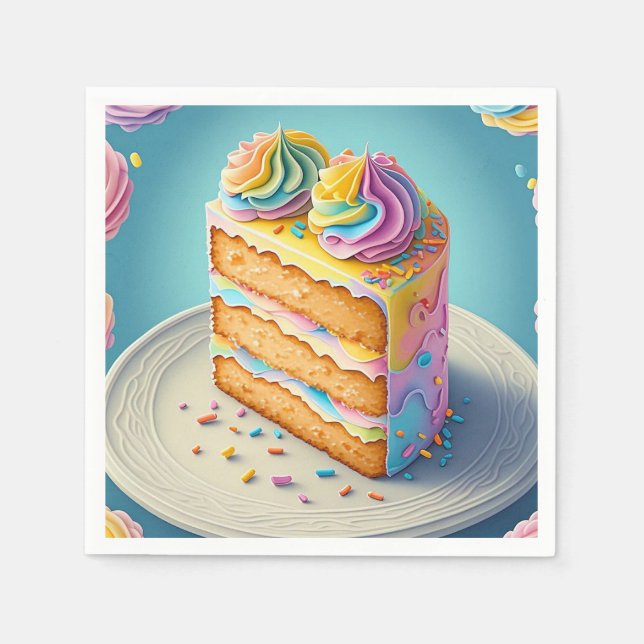GUARDANAPO DE PAPEL " RAINBOL CAKE SLICE " (Frente)