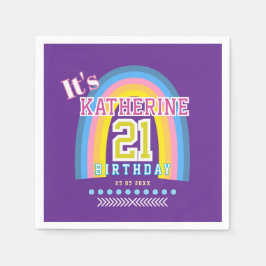 Guardanapo De Papel Rainbow 21st Birthday Purple