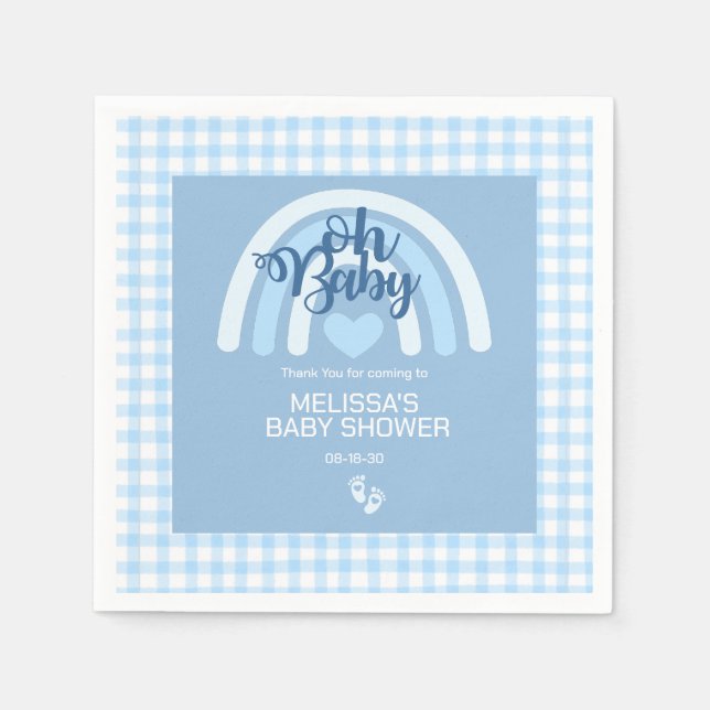 Guardanapo De Papel Rainbow Baby Boys Personalizado Blue Heart (Frente)