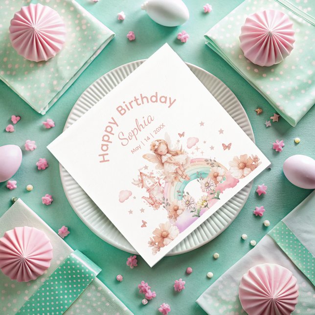 Guardanapo De Papel Rainbow Fairy Girl Magic Teapot Aniversário (Criador carregado)