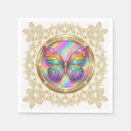 Guardanapo De Papel Rainbow Glitter Butterfly Elegant Lace Party