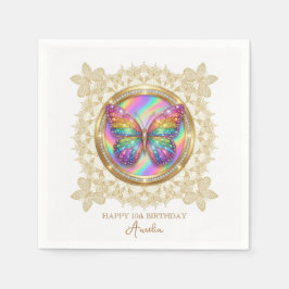 Guardanapo De Papel Rainbow Glitter Butterfly Elegant Lace Party
