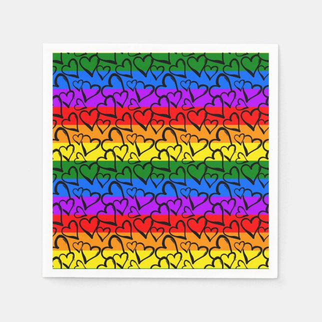 Guardanapo De Papel Rainbow Heart Pattern (Frente)