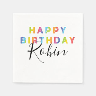 Guardanapo De Papel Rainbow Letters Happy Birthday