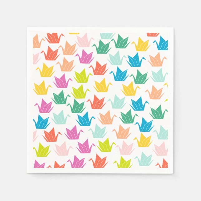 Guardanapo De Papel Rainbow Origami Crane Paper Napkins (Frente)