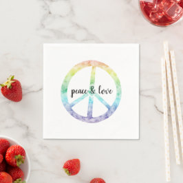 Guardanapo De Papel Rainbow Peace Sign com coração personalizado