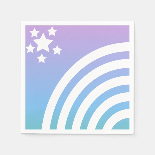 Guardanapo De Papel Rainbow Stripes Stars Unicorn Party (Frente)