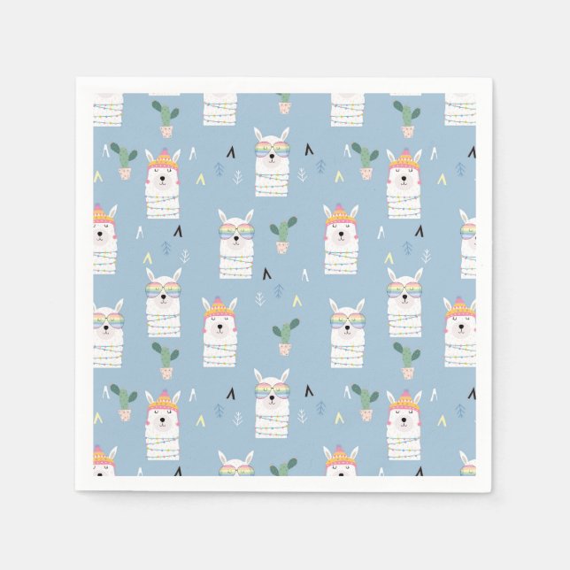 Guardanapo De Papel Rainbow Sunglass Llama Patterno (Frente)