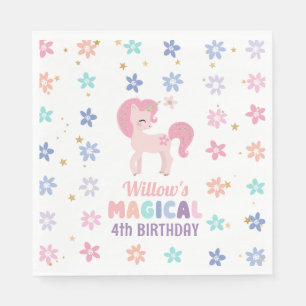 Guardanapo De Papel Rainbow Unicorn Girl Festa de aniversário Napkins