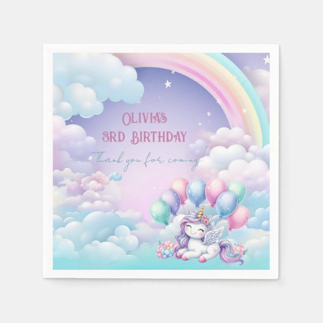 Guardanapo De Papel Rainbow Unicorn Magic Moment Girl Birthday (Frente)