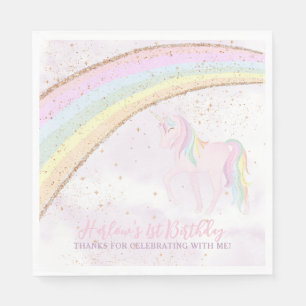 Guardanapo De Papel Rainbow Unicorn primeiro aniversario Girls Pastel