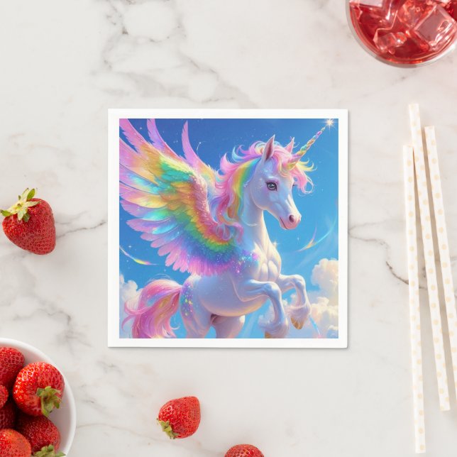 Guardanapo De Papel Rainbow Winged Prancing Unicorn (Insitu)