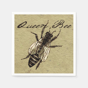 Guardanapo De Papel Rainha Bee Vintage Impressão de Arte Negra e Bran