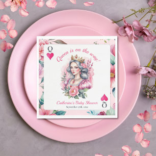 Guardanapo De Papel Rainha de Copas Carta de Baralho Chá de Bebê Rosa