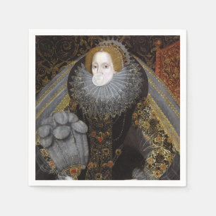 Guardanapo De Papel Rainha Elizabeth I soprando chiclete branco