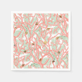 Guardanapo De Papel Ramais de Coral Vintage com Padrão de Capas de Cos